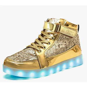 IGxx LED Light Up Shoes for Kids High Top Sneakers Lights Shoes for Boys Girls Unisex USB Charging Flashing Luminous, Size 34