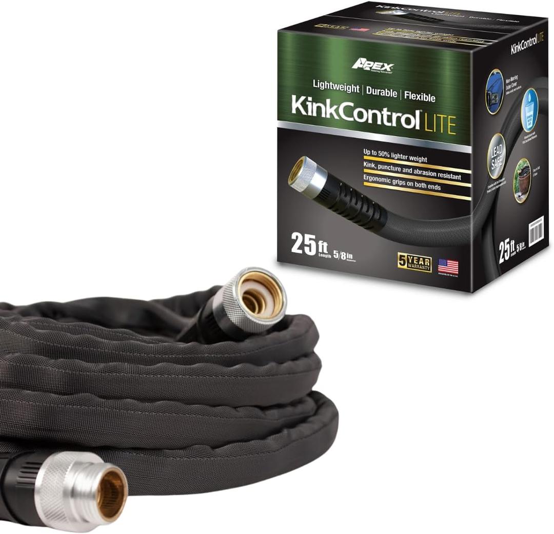 Kink Control Lite, Doesnt Expand or Burst, Extremely Light Weight, Garden Hose, Water Hose with Superior UV Resistance, Ergonomic Grip, High Burst Strength,Kink Resistance, 25 Ft