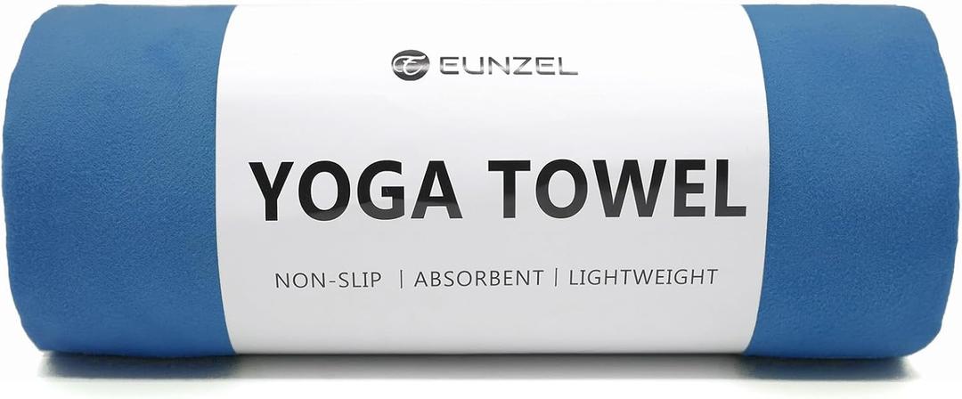 Eunzel Hot Yoga Towel Non Slip Yoga Mat Towel Non-Slip Sweat Absorbent Microfiber Towel for Hot Yoga, Pilates and Workout 72" x 26.5", Navy