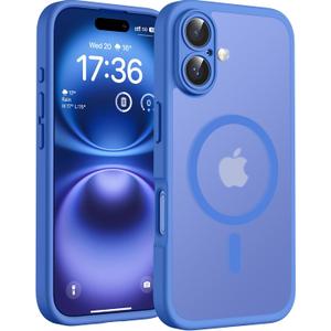 TOCOL Magnetic for iPhone 16 Case, Upgraded Full Camera Protection, Compatible with Magsafe, Drop Protection, Translucent Matte Back Bumper Phone Cover 6.1-Inch (Ultramarine)