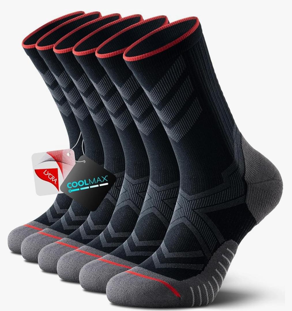 COOLMAX Performance Running Socks Men Women, Cushioned Crew Athletic Socks for Men Moisture Wicking 3 Pack