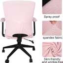 Tallew 3 Pieces Office Chair Covers Set Computer Universal Protective Stretchable Chair Seat Covers Desk Armrest Slipcovers Pads Office Cushion Backrest for Rotating (Polyester,Pale Pink)
