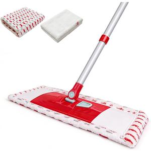 Microfiber Flat Mop for Floor Cleaning, 360° Rotating Hardwood Mop with 2 Reusable Washable Pads, Wet Dry Dust Mop with Coated Iron Handle, Lazy Cleaning Tool for Baseboard Wall Wood Tile Floors