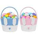 CubesLand Easter Bunny Basket Set for Kids, Babies, 2-Piece Easter Egg Hunt Baskets for Girls, Boys, Sturdy & Lightweight Cotton Rope Empty Gift Basket, Festive Decor & Gift Ideas, Large