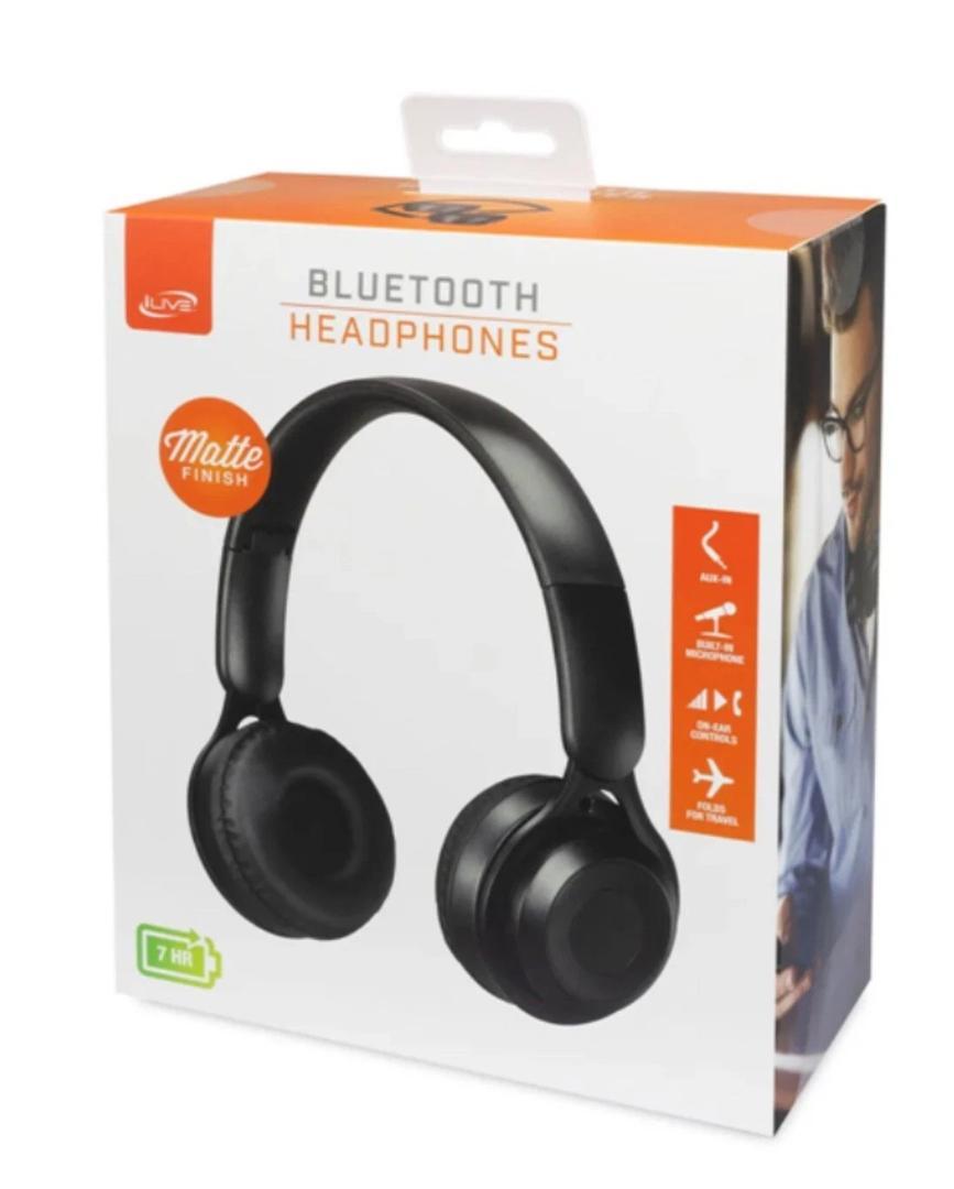iLive IAHB48MB Bluetooth Over-The-Ear Headphones w/Microphone (Matte Black)