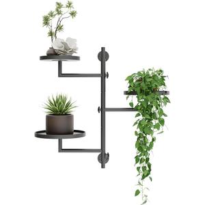 Rotating Wall Plant Shelves Plant Shelf for Window 3-Tier Metal Wall Plant Holder for Multiple Plants with Hanging Indoor Home Decor