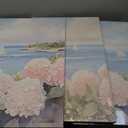 Set of 3 Pink Coastal Hydrangea Canvas Wall Art Seascape Floral Painting Picture Wall Decor Vintage Sailboats Poster print Artwork for Living Room Bedroom dormitory Home Decoration