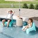 2-in-1 Outdoor Umbrella Side Table, Umbrella Base with Hole, Beige