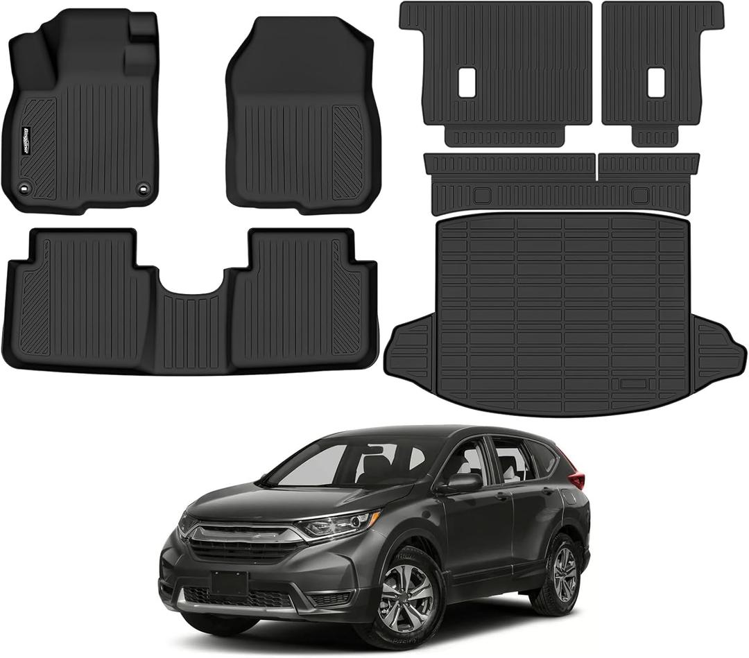 Floor Mats for Honda CRV 2017-2022, Trunk Mat and Backrest Mat All Weather TPE Protector for Honda CR-V Accessories