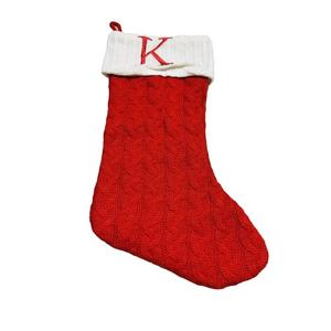 Christmas Stockings with Initials,20 Inches Large Knit Embroidered Letter Green White Christmas Stocking,Monogram Christmas Stocking for Famliy Holiday and Xmas Tree Fireplace (Letter K)