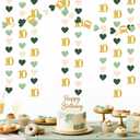 Sage Green Gold 10th Birthday Decorations Sage Green Gold Heart Garland Streamer Banner Backdrop for Girls Happy 10th Birthday Double Digits I'm 10 Cheers to 10 Years Old Anniversary Party Supplies