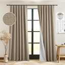 StangH Faux Linen 100% Blackout Curtains 84 inch Length 2 Panels Set, Thermal Insulated Bedroom Window Drapes Back Tab Hook Belt Durable Farmhouse Curtains for Nursery, Linen, W52 x L84
