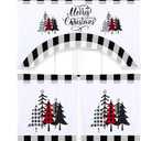 Ganeen 3 Piece Christmas Kitchen Curtain Set Kitchen Window Tier Curtains and Valance Buffalo Plaid Curtains Black and White Curtain Polyester Farmhouse Christmas Decoration (Tree)