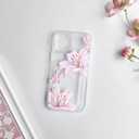NITITOP Compatible with iPhone 12 Pro Case with Card Holder Clear Cute Floral Lily Flowers Butterfly for Women Girls Soft TPU Shockproof Wallet Case Protective Phone Cover - Pink