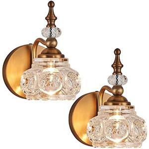 ZILANL 2-Pack 4.7 inch Wall Sconces Brass Bathroom Wall Light Fixtures, Spray Painting Process Modern Durable Vanity Lights for Bathroom Bedroom Living Room