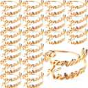 24 Set Ramadan Napkin Rings Eid Mubarak Kareem Letter Metal Napkin Holder Muslim Alphabet Buckles Table Decor for Islamic Party(Gold,Ramadan Kareem)