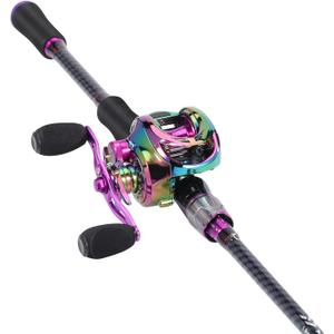 Sougayilang Baitcasting Fishing Combos, Carbon&Glass Fiber Composite 2 Piece Fishing Rods with Casting Reel- 6'0" Right Hand