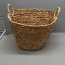 Deco 79 Seagrass Handmade Decorative and Functional Storage Basket Large Woven Basket Organizer with Ring Handles, Basket for Storage 20" x 18" x 19", Brown