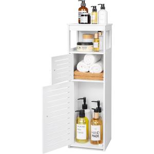VOGGV Bathroom Storage Cabinet, Bathroom Floor Cabinet Freestanding 1 Doors and Shelves for Home Kitchen, Living Room and Hallway, 29.5 * 8.66 * 7.87in, White