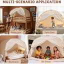 Twin Bed Tent for Kids, Indoor Play Tent with Star Lights, Cozy Privacy Space Birthday Gift for Boys & Girls (Cream)