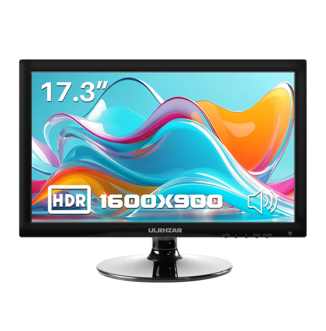 17.3-Inch Computer Monitor,HDMI Monitor,HD 1600 * 900 Built-in Speaker,HDMI VGA, USB C Desktop Computer Monitor,with Remote Control，VESA Mountable,for PC,Raspberry Pi Switch PS4/5 Laptop