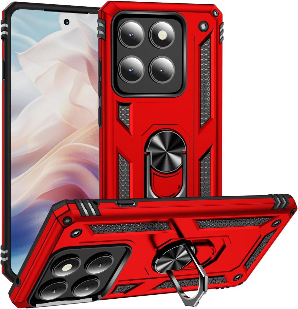 Korecase Military Case for Motorola Edge 2025 with Stand Ring,Full Body Shockproof Armor Heavy Duty Rugged Protection for Moto Edge 2025 5G Phone Case Red