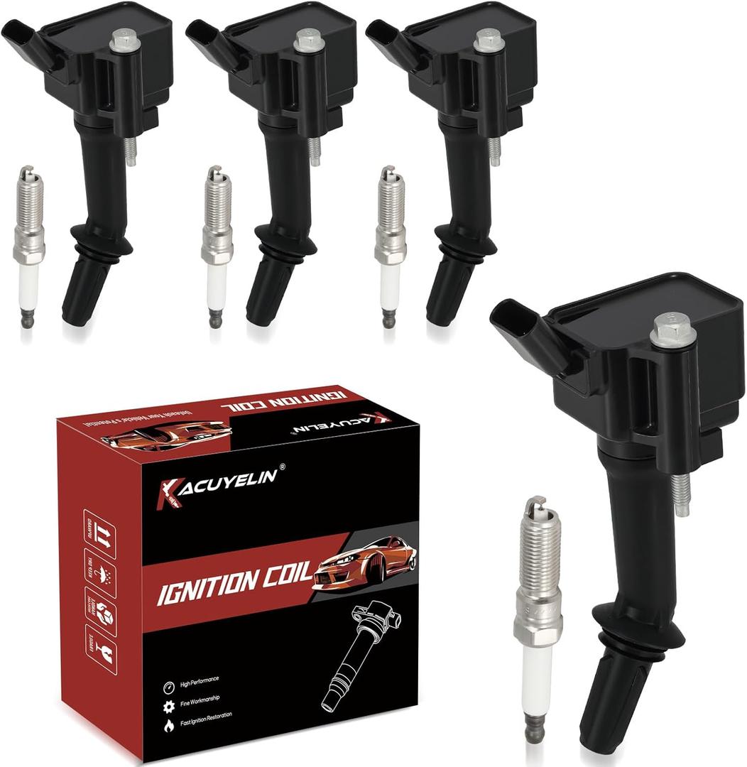 UF802 Ignition Coil Pack and Iridium-Platinum Spark Plugs Set of 4 Compatible with Chevy Cruze Equinox Malibu Terrain Encore 2016-2021 Replaces# GN10797, 91970