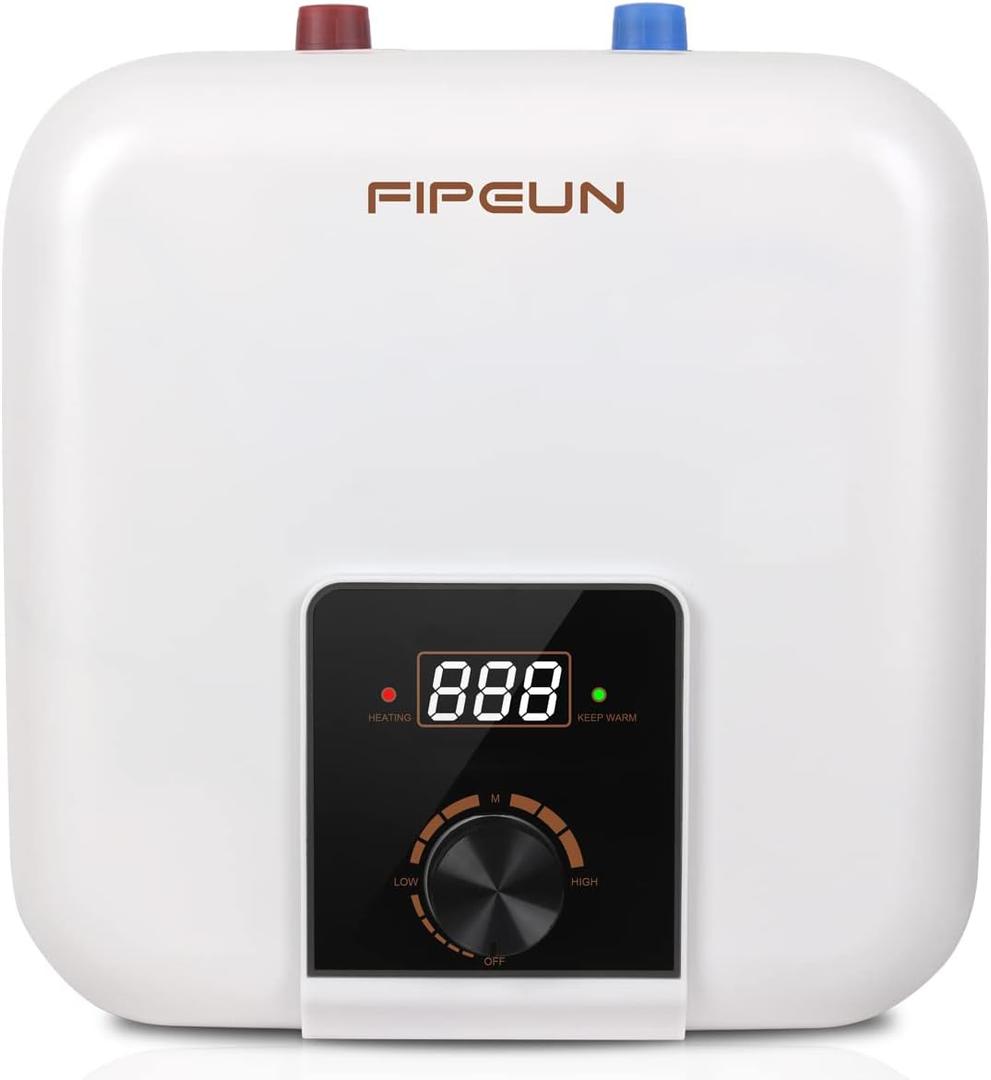 110V/115v/120V 1400-1500W Small Under Sink Tank 2.5 Gallon Water Heater Hot StorageMini Instant Electric RV TR Trailer Kitchen Compact Point-of-Use,2 PCs 16 Long 1/2FIP Stainless Steel Hoses 9.5L