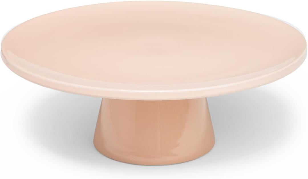 The Cake Stand 10 Inch Gloss Ceramic Pedestal Cake Stand, Modern Footed Dessert Stand for Cakes, Cupcakes, Cookies & More (Rose)