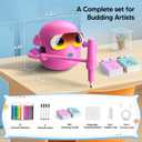 Drawing Robot for Kids with 100 Cards, Montessori Painting Learning Toys for 3 4 5 6 7 8 Year Old Boys Girls,Voice Interactive Early Learning Educational Drawing Toy Gift for Birthday Party