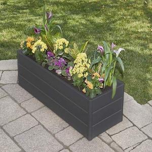 Nuvue Products Terrace Garden Box, 44.5" L x 16.5" W x 11.5" H, Polymer with Woodgrain Texture, Dark Gray