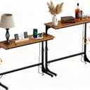 11.8" W * 78.8"L Narrow Console Table Behind Sofa Couch Table with Outlets | 23" to 31" Adjustable Height, Narrow Console Table for Hallway Bedroom Living Room Decor Foyer Furniture Rustic, Brown