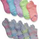 Hanes Girls' Comfort Fit Heel Shield and No Show Socks, 10-Pair Packs (Gray, M)