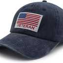 The Veteran Hat for Men Women, Funny Adjustable Cotton Embroidered Military Baseball Cap (One Size, Navy)