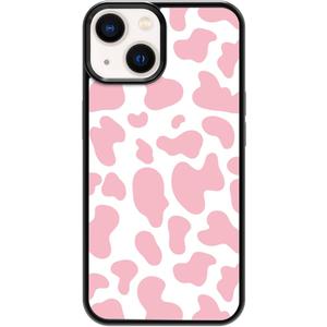 TopPerfekt Flip Leather Wallet Case Card Holder Compatible with iPhone 13 and 14 6.1" Women and Girls with Card Holder Kickstand Double Magnetic Clasp Pink Cow Pattern