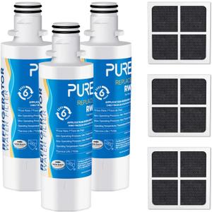 PUREPLUS ADQ747935 Replacement for LG LT1000P LT1000 Kenmore Elite 9980 LT1000PC, MDJ64844601 ADQ74793501, LMXS28626S, LFXS26973S, LT120F Refrigerator Water and Air Filter,3Pack, Model: RWF4700AC