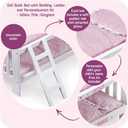 Badger Basket Doll Bunk Bed with Bedding & Ladder - Two Level Wooden Bed for Dolls, Includes Bedding & Accessories- White/Pink Gingham, 20