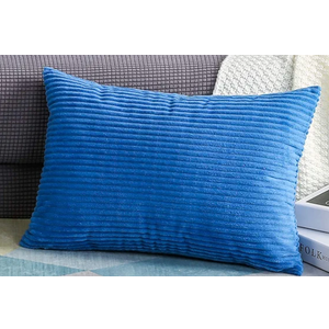 Juspurbet  Velvet Striped Corduroy Decorative Throw Pillow Covers, Lumbar Pillow Covers - (13"x19" 1 Piece,A05 Blue)