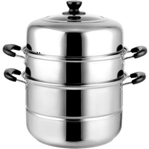 Steamer Pot 11inch Steam Pots for Cooking Steamer Pot with Lid 3-tier Multipurpose Stainless Steel Steaming Pot Cookware with Handle for Vegetable, Dumpling, Stock, Sauce, Food (11Inch/28cm)