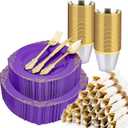 Realluck 350 PCS Purple and Gold Plastic Plates, Plastic Dinnerware Set for 50 Guests, 100 Disposable Plates, 150 Silverwares, 50 Cups, 50 Napkins for Party, Wedding, Graduation