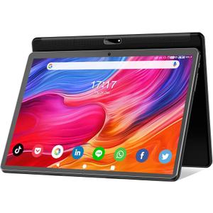 Tablet 10.1 inch Android Tablet 2025 Latest Update Octa-Core Processor with 64GB Storage, Dual 13MP+5MP Camera, WiFi, Bluetooth, GPS, 512GB Expand Support, IPS Full HD Display (Black)