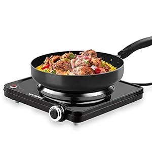 Vayepro Hot Plate, 1500W Portable Electric Stove, Single Electirc Cooktop, Portable Burner for Cooking, Cooktop for Dorm Office Home Camp, UL Listed, Compatible with All Cookware
