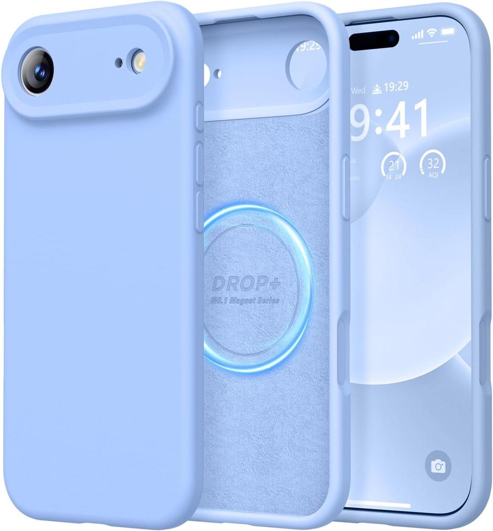 LOVE 3000 Designed for iPhone Air Case, Premium Silicone [Compatible with Magsafe][Soft Anti-Scratch Microfiber Lining] Shockproof Protective Phone Case for Men Women 6.5", Light Blue