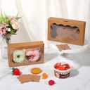 50Pcs DIY Assembly Brown Cookies Boxes, Small Treat Box with Window, BakeryTreat Boxes Packaging for Chocolate Strawberries, Donuts, Cupcakes, Muffins, Dessert (6.77  4.33  1.49 Inches)