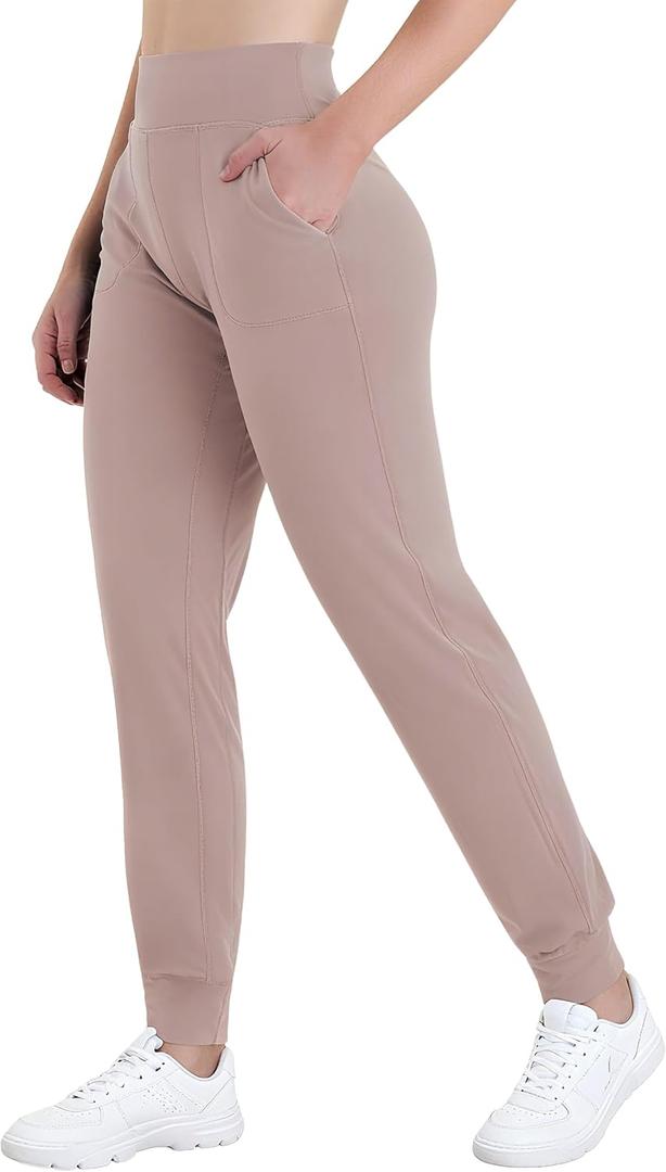 Sunzel Lightweight Soft Joggers for Women with Pockets, High Waisted Sweatpants Hiking Yoga Pants for Workout Lounge Running (Beige, XL)