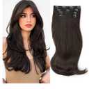 Dark Brown Hair Extensions Long Layered Clip in Hair Extensions 20 Inch Hair Extension for Women Daily Use