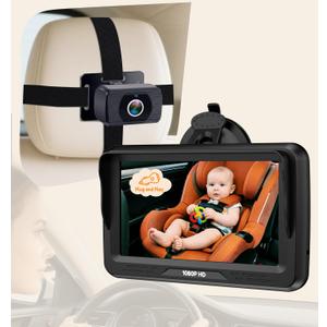 Rohent Baby Car Camera HD 1080P - Rear-Facing Infant Monitor with Night Vision Car Camera for Baby 150 Wide-Angle Lens Anti-Glare Screen Easy Install 360 Adjustable Display (Black-Standard)