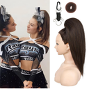 SEIKEA Versatile Drawstring Ponytail Extension, 18" Long Wavy Multi Layered Clip in Ponytail Hair Extensions Stand Up High Fake Pony Tail Soft Natural Synthetic Hairpiece Chocolate Brown