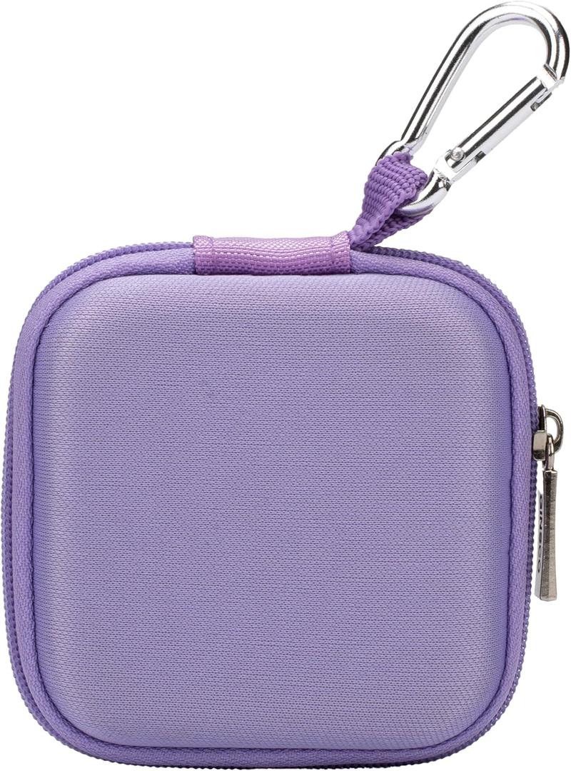 Ginsco Mini-Portable Hard Shell Square Earbuds Case for Apple EarPods/Samsung Galaxy Wired/Wireless Earbuds, Cell Phone Accessories Organizer with Carabiner for Earphones (1, Purple)