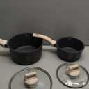 CAROTE 1.5Qt & 3.0Qt Sauce Pan Sets with Lid Cooking Pots Nonstick Saucepans Cookware Set with Pour Spout Small Kitchen Pot, Induction Comptable, Easy to Clean, PFOA FREE (Classic Granite)